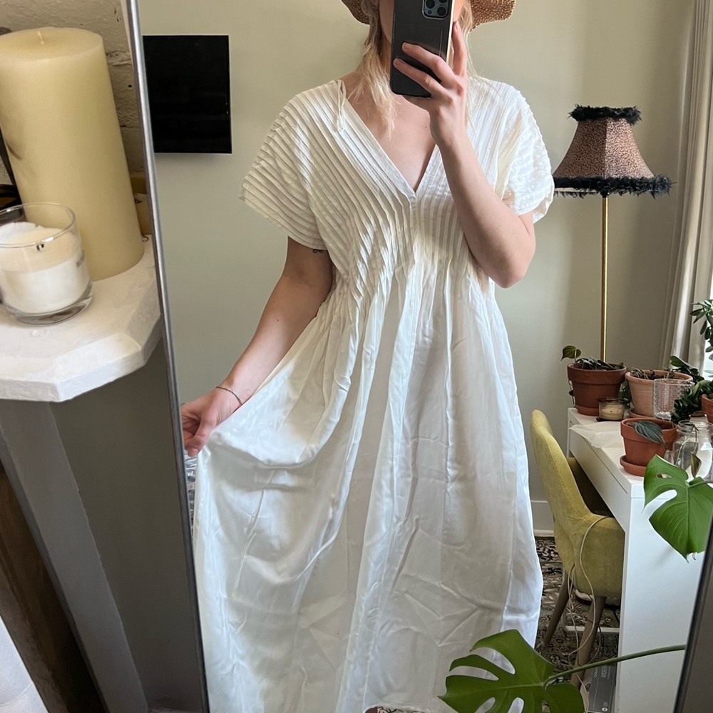 & Other Stories White Midi Dress